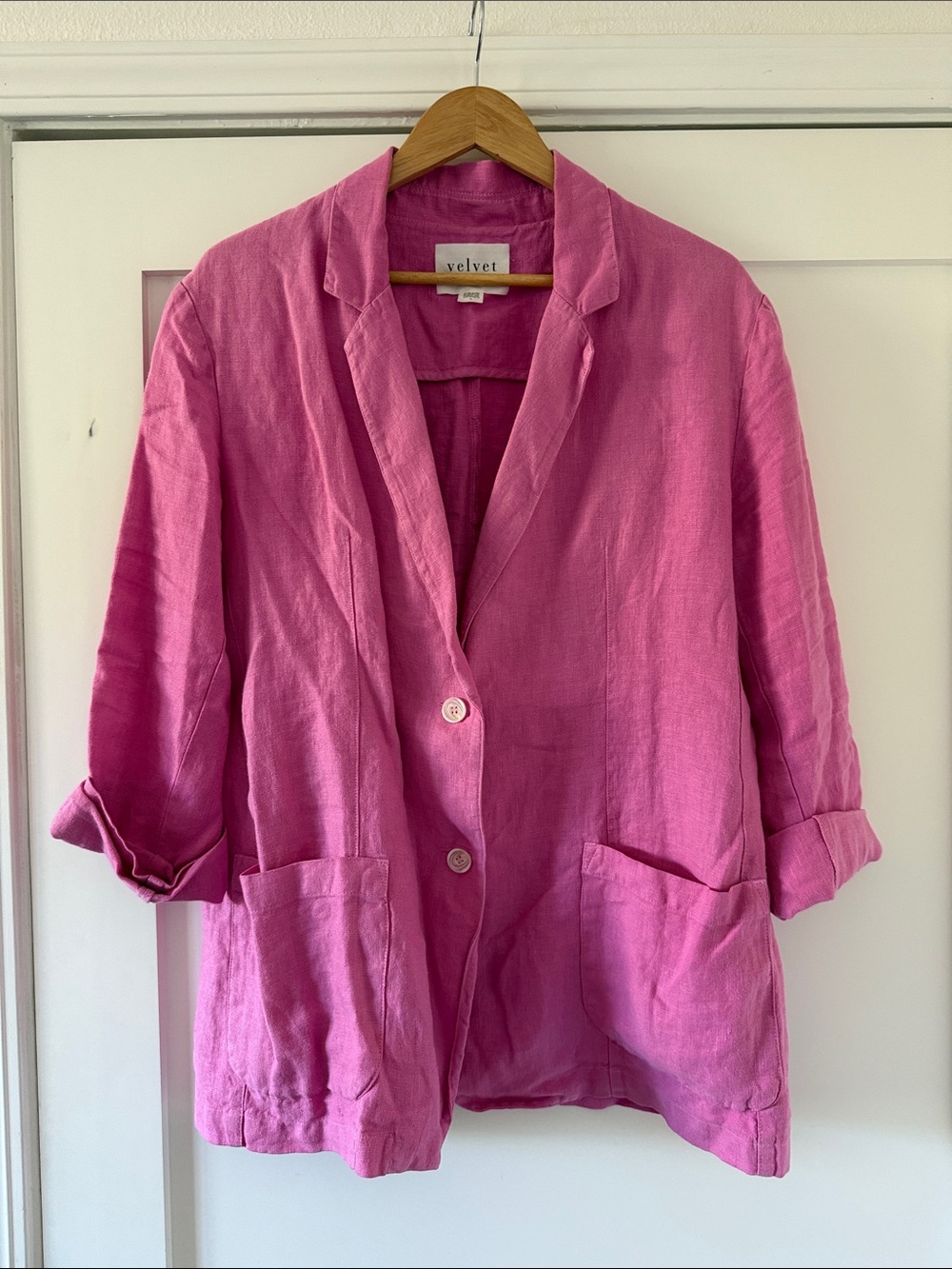 Velvet Hot Pink Linen Relaxed Blazer